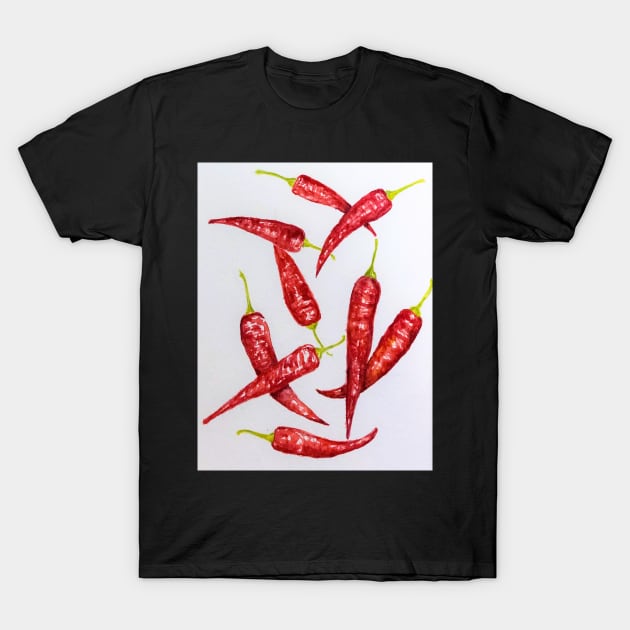 Hot, Hot, Hot Peppers T-Shirt by Tstafford